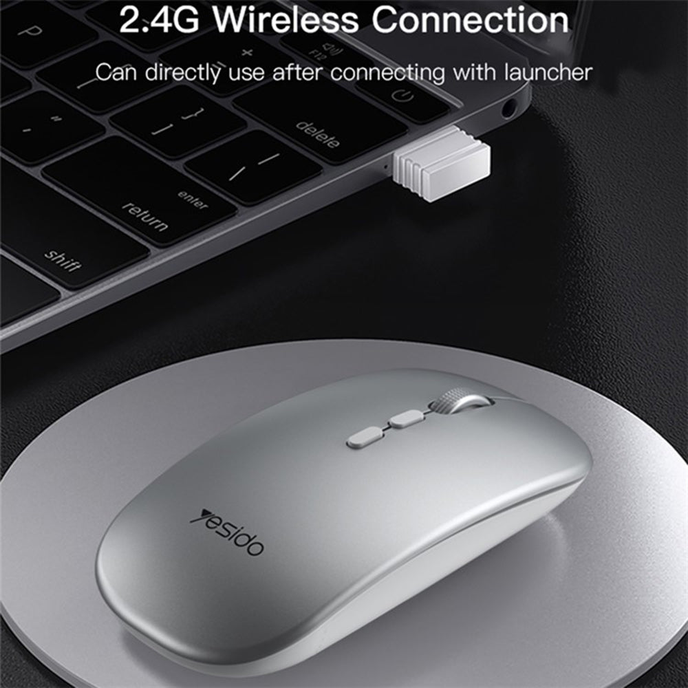 Mouse Wireless Yesido KB15, 800DPI - 1600DPI, Srebrni