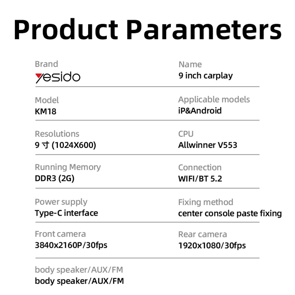 Navigacija Auto Yesido KM18, Wi-Fi, 9 inča