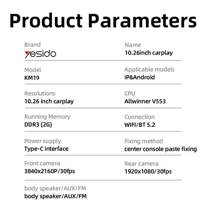 Navigacija Auto Yesido KM19, Wi-Fi, 10.26inch