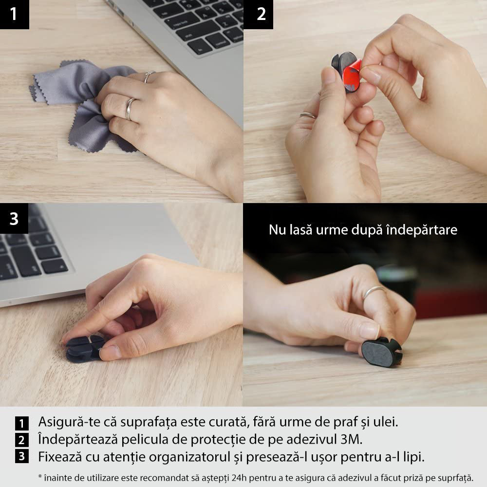 Organizator Kablova Ringke, Set 6 komada, Crna