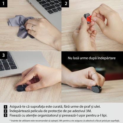 Organizator Kablova Ringke, Set 6 komada, Crna