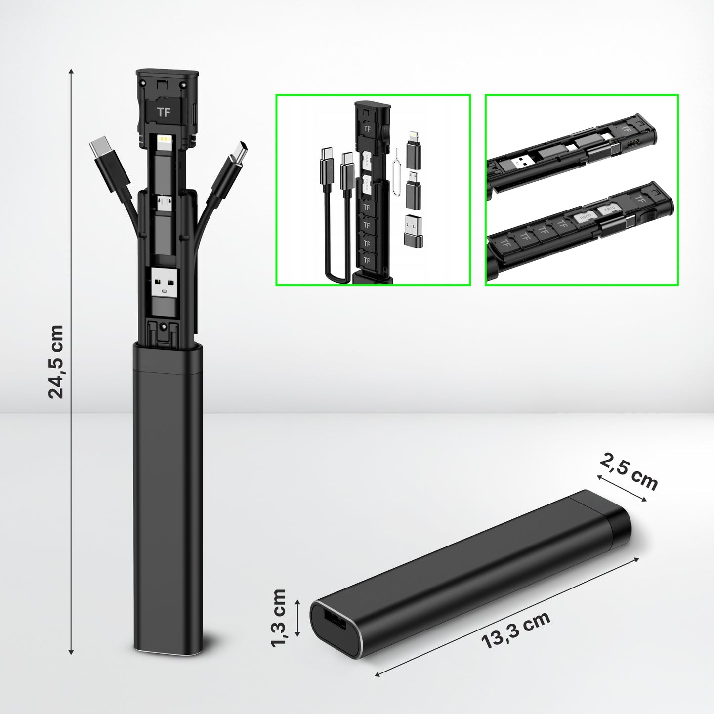 Organizator sa Priborima / Čitač Kartica Qualo QZS-P-01, Crni