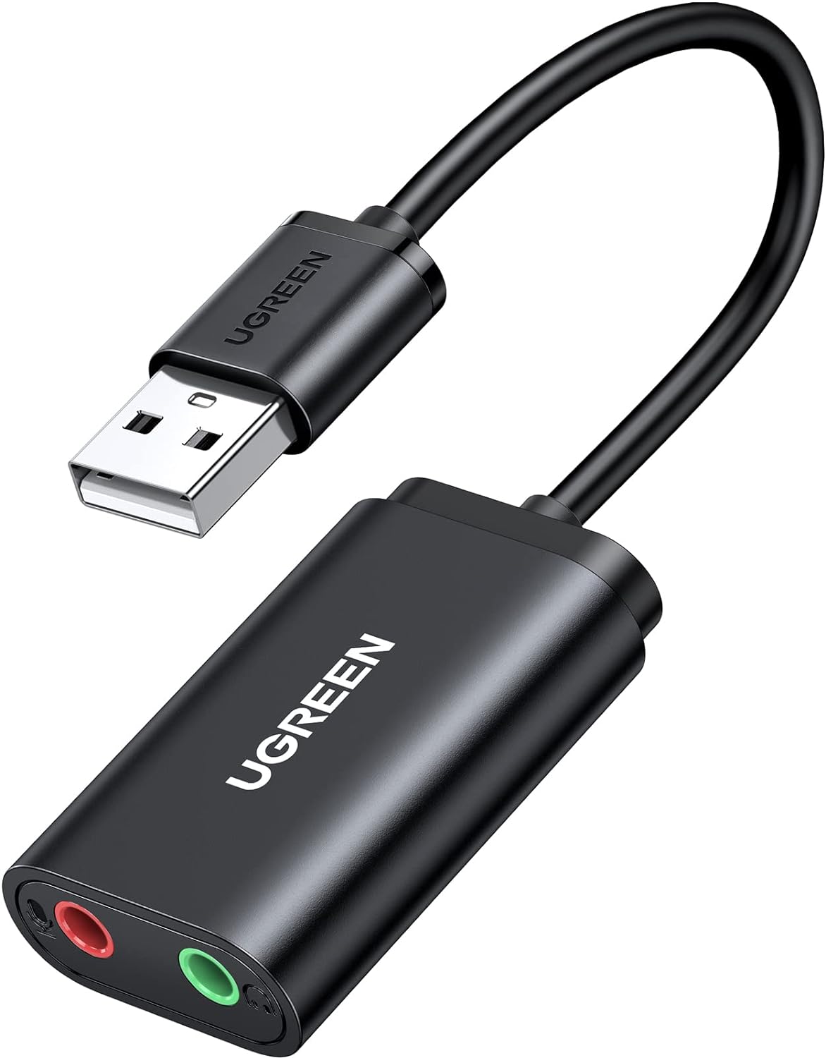 USB sound card UGREEN US205, 2 x 3.5mm jack, Black 