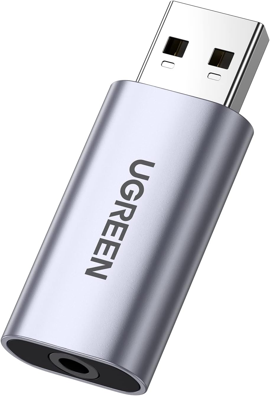 UGREEN CM383 USB Sound Card, 1 x 3.5mm Jack, Gray 