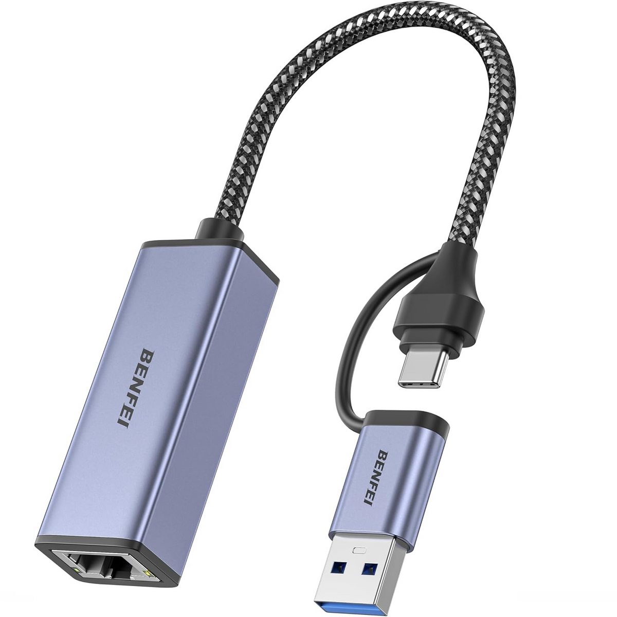 Benfei mrežna kartica, RJ45, USB-C / USB, Siva