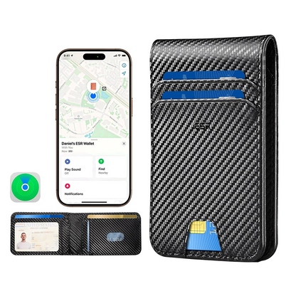 Novčanik ESR Classic Geo Carbon sa funkcijom Find My i RFID zaštitom, Crni, Refabrikovan