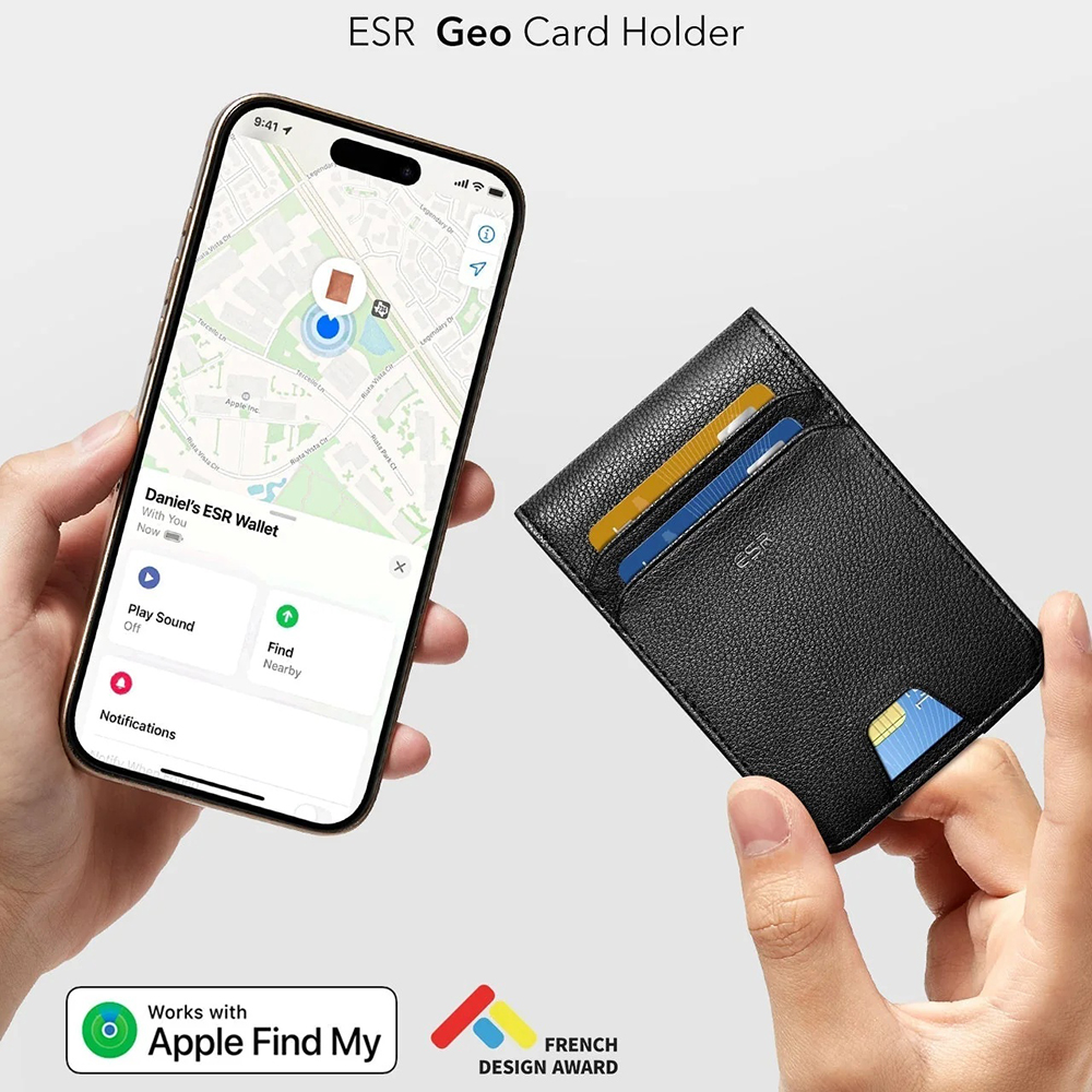 Novčanik ESR Classic Geo Carbon sa funkcijom Find My i RFID zaštitom, Crni, Refabrikovan