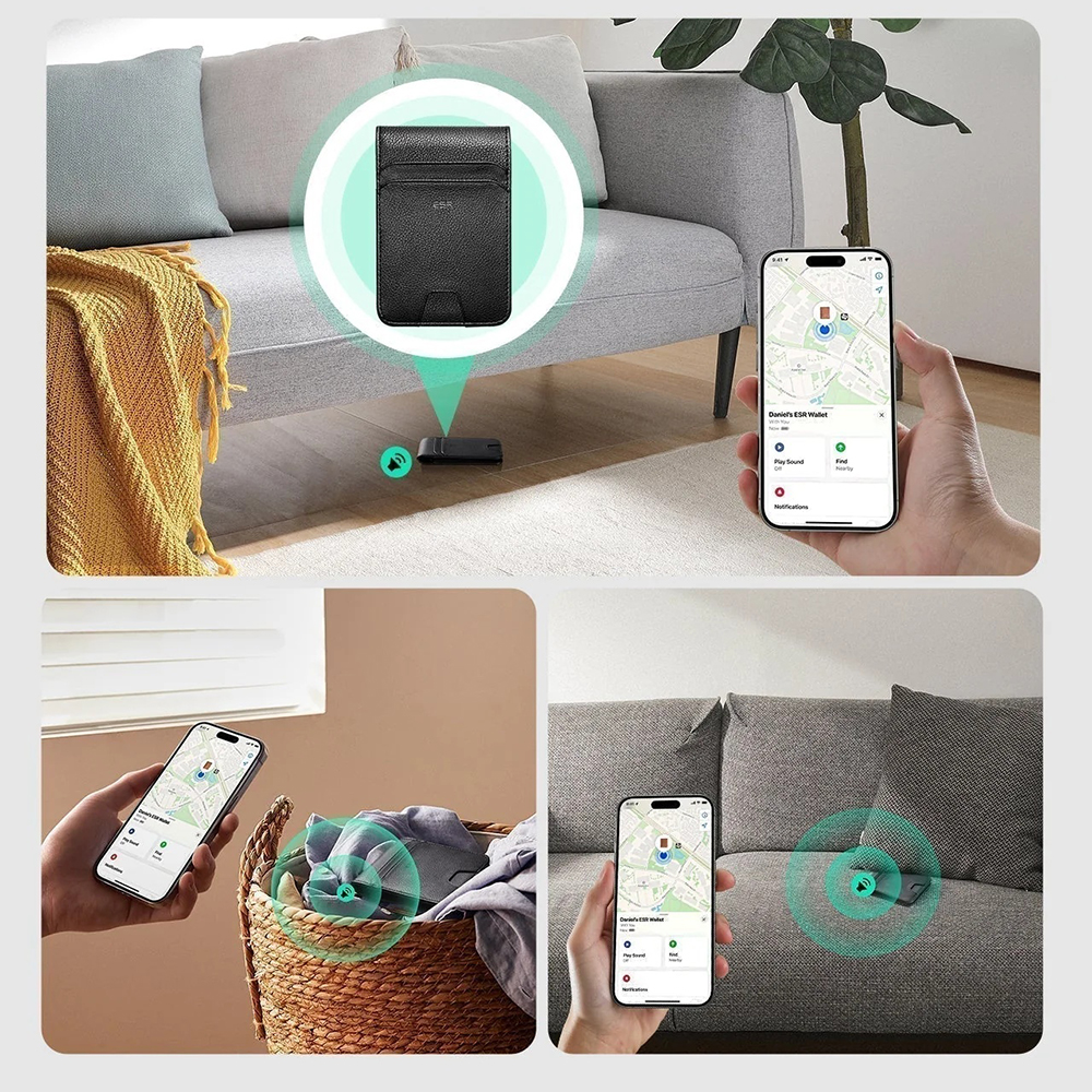 Novčanik ESR Classic Geo Carbon sa funkcijom Find My i RFID zaštitom, Crni, Refabrikovan