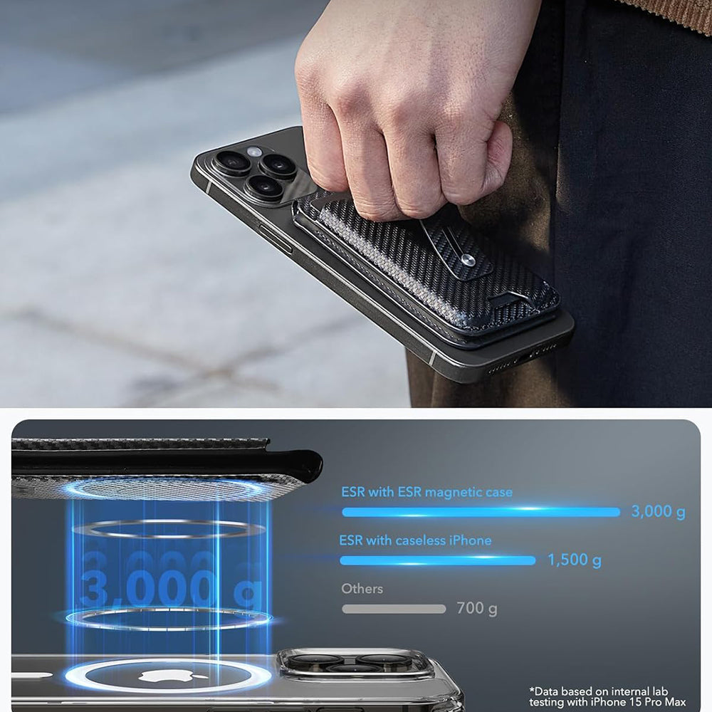 Portofel Magsafe, ESR, Findy my Wallet Carbon, Crni