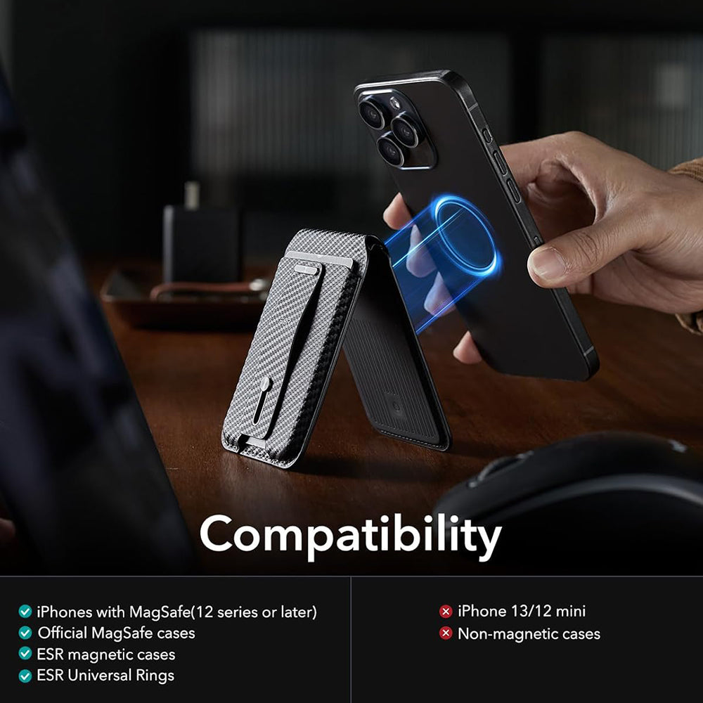 Portofel Magsafe, ESR, Findy my Wallet Carbon, Crni
