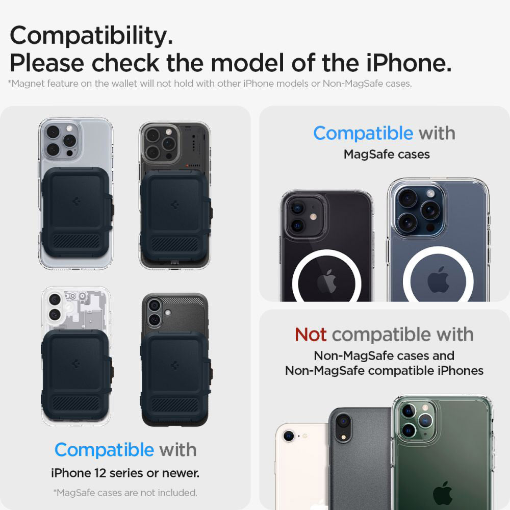 Portofel Magsafe, Spigen, Lock Fit, Crn