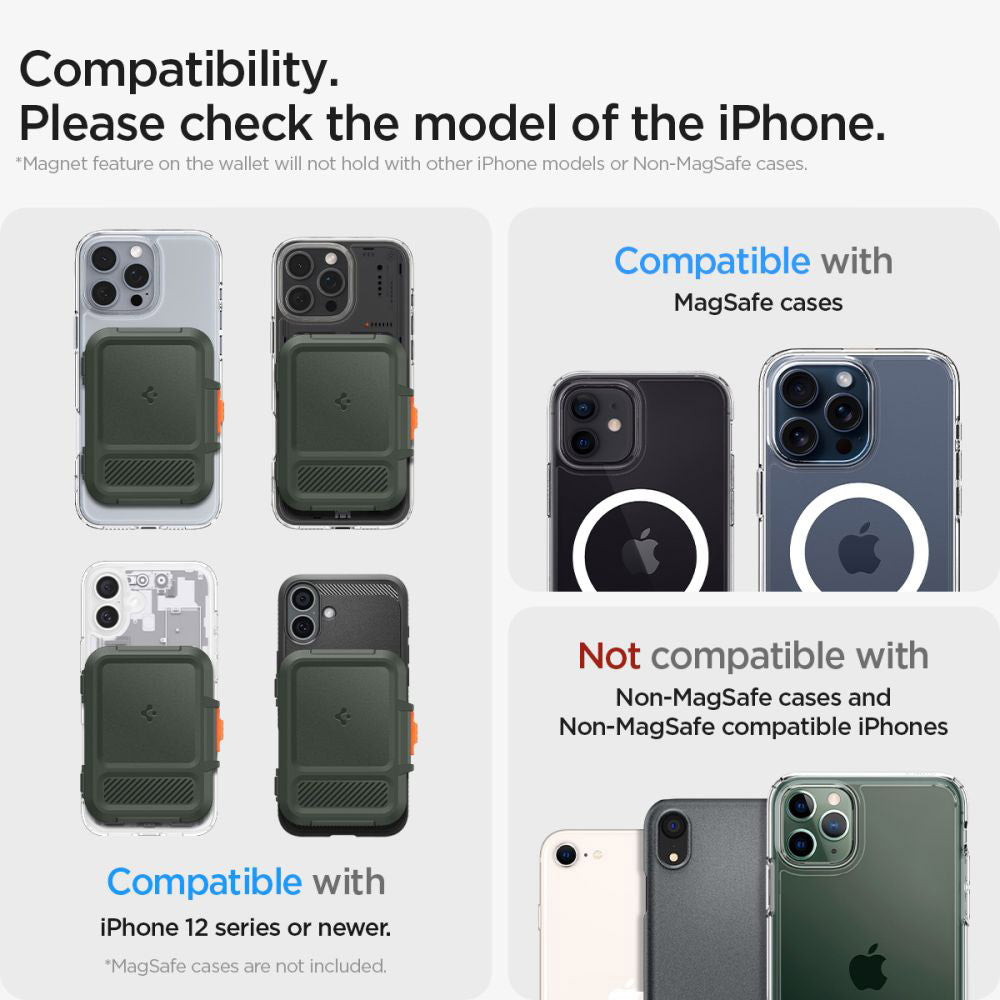 Portofel Magsafe, Spigen, Lock Fit, Zeleno