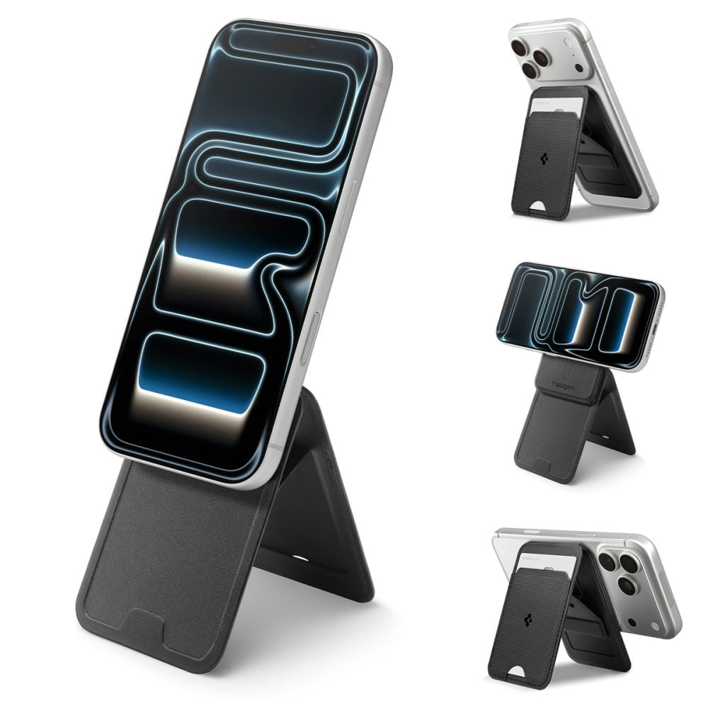 Portofel MagSafe, Spigen, Slim Fold Tripod S314-3, Crni