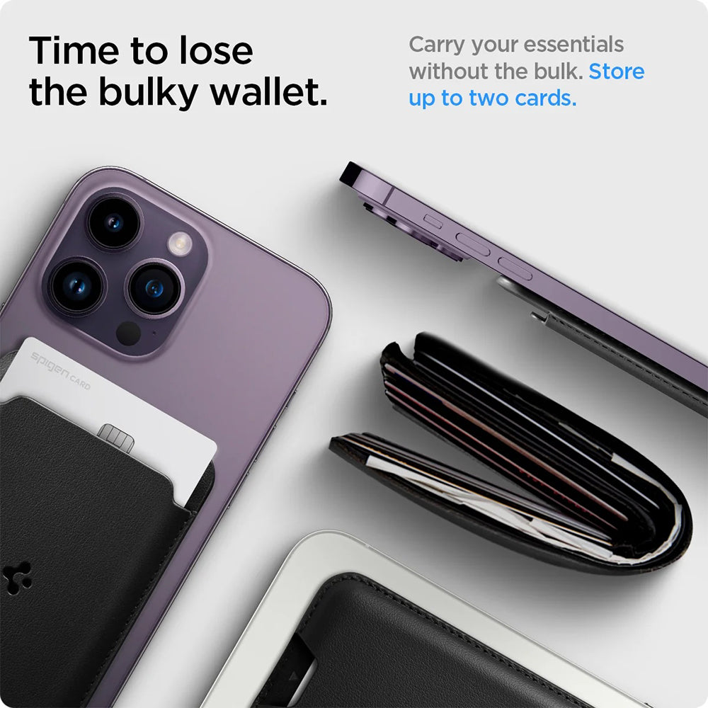 MagSafe novčanik, Spigen, Valentinus MagFit 2 kartice, Crna AMP02284