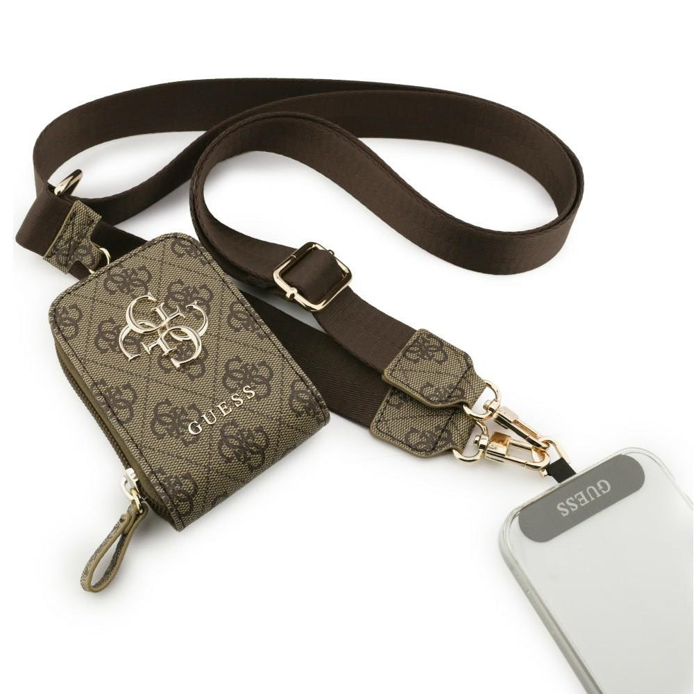 Novčanik i Konopac za Telefon Guess 4G Metal Logo, Braon