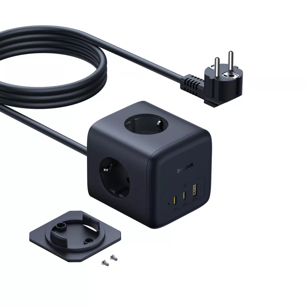 Prelungitor Baseus EnerFill FA11, 67W, 3.35A, 1 x USB-A - 2 x USB-C - 3 x Schuko, Crni E00082100123-00