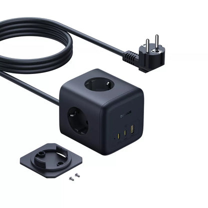 Prelungitor Baseus EnerFill FA11, 67W, 3.35A, 1 x USB-A - 2 x USB-C - 3 x Schuko, Crni E00082100123-00