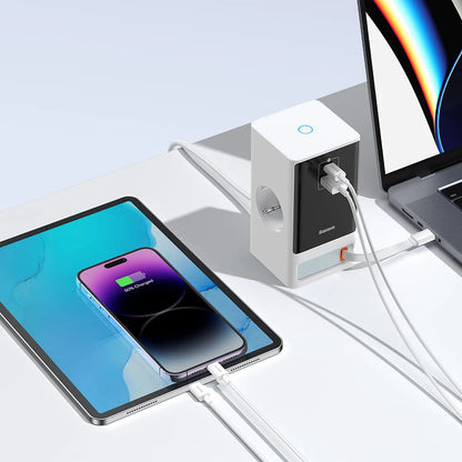 Prelungitor Baseus PowerCombo, 1 x Schuko, Beli PSLR000602