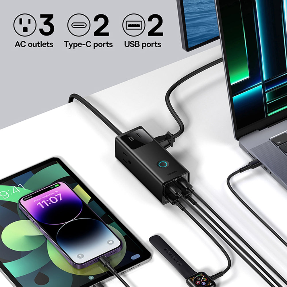 Prelungitor Baseus PowerCombo US, 3 x Priza, Crni PSLA020101