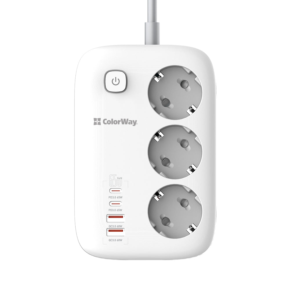 Produžni kabl ColorWay, 3 x Schuko, Beli