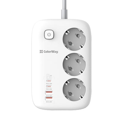 Produžni kabl ColorWay, 3 x Schuko, Beli