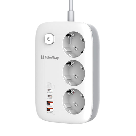 Produžni kabl ColorWay, 3 x Schuko, Beli