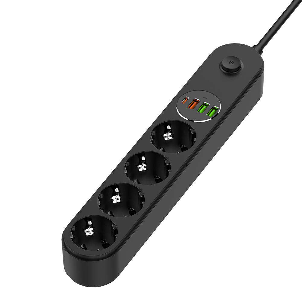 Prelungitor ColorWay, 4 x Schuko, Crni