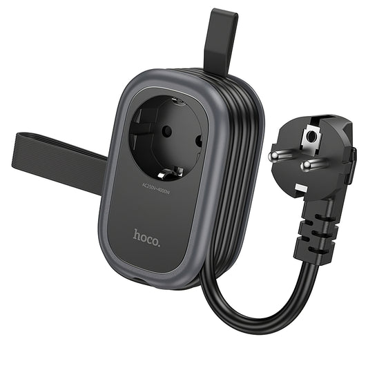 Produžni kabel HOCO NS6, 12W, 2.4A, 2 x USB-A - 1 x USB-C - 1 x Schuko, Crni