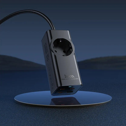 Prelungitor HOCO NS9, 1 x Schuko, Crni