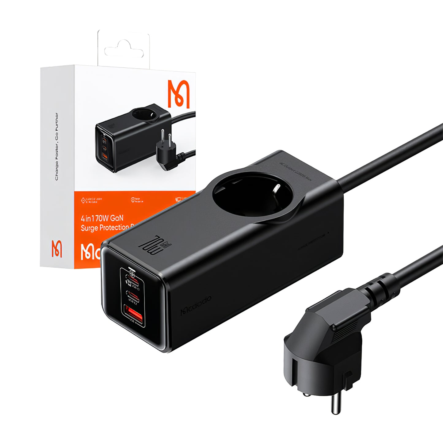Produžni kabl McDodo CH-4620, 1 x Schuko, Crni