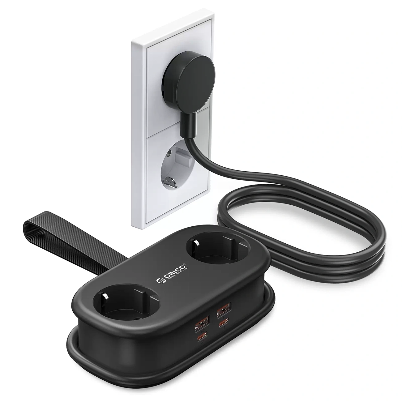 Produžni kabl Orico AP3, 2 x Schuko - 2 x USB-A - 2 x USB-C, Crna