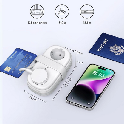 Produžni kabl Orico AP3, 2 x Schuko - 2 x USB-A - 2 x USB-C, Bela