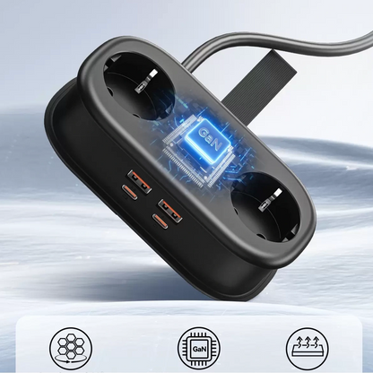 Produžni kabl Orico AP3, 2 x Schuko - 2 x USB-A - 2 x USB-C, Crna