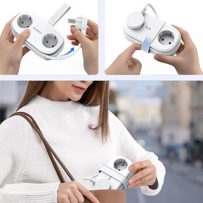 Produžni kabl Orico AP3, 2 x Schuko - 2 x USB-A - 2 x USB-C, Bela