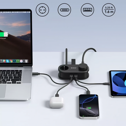 Produžni kabl Orico AP3, 2 x Schuko - 2 x USB-A - 2 x USB-C, Crna