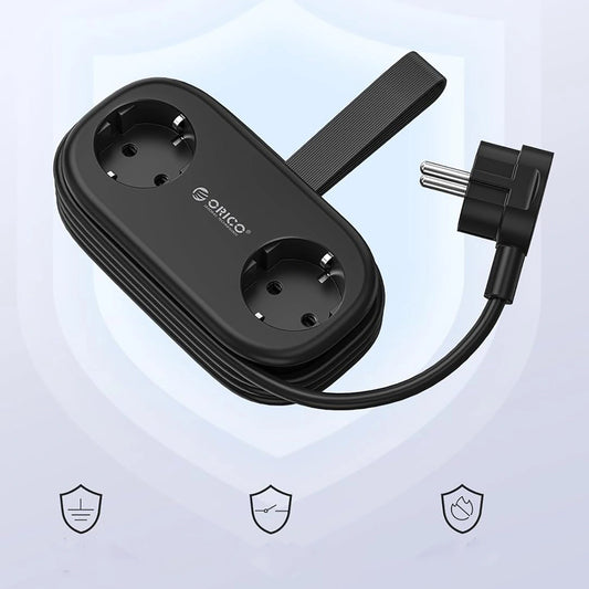 Produžni kabl Orico APP, 2 x Schuko - 2 x USB-A - 1 x USB-C, Crna