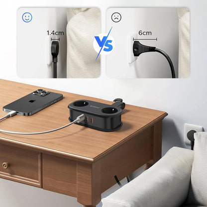 Produžni kabl Orico APP, 2 x Schuko - 2 x USB-A - 1 x USB-C, Crna