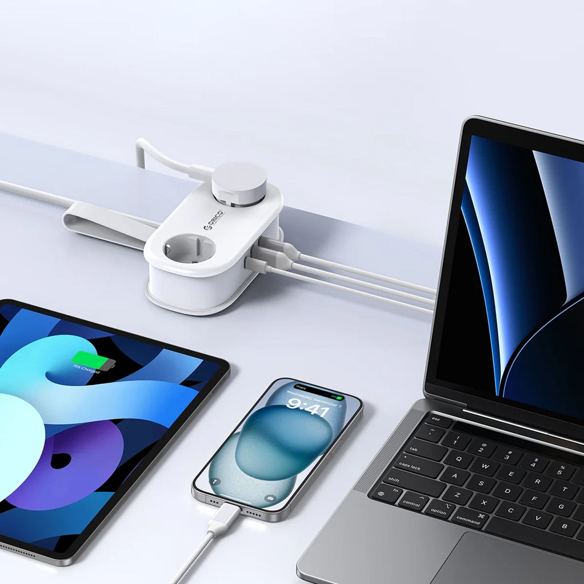 Produžni kabl Orico APP, 2 x Schuko - 2 x USB-A - 1 x USB-C, Bela
