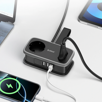 Produžni kabl Orico APP, 1 x Schuko - 1 x Utičnica - 2 x USB-A - 1 x USB-C, Crno Sivo