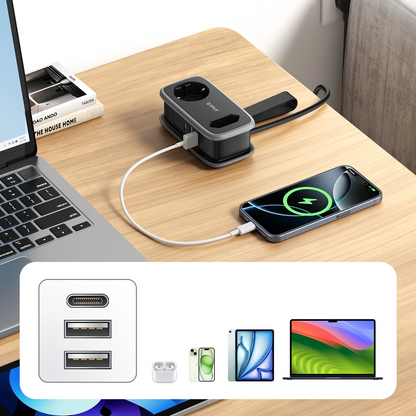 Produžni kabl Orico APP, 1 x Schuko - 1 x Utičnica - 2 x USB-A - 1 x USB-C, Crno Sivo