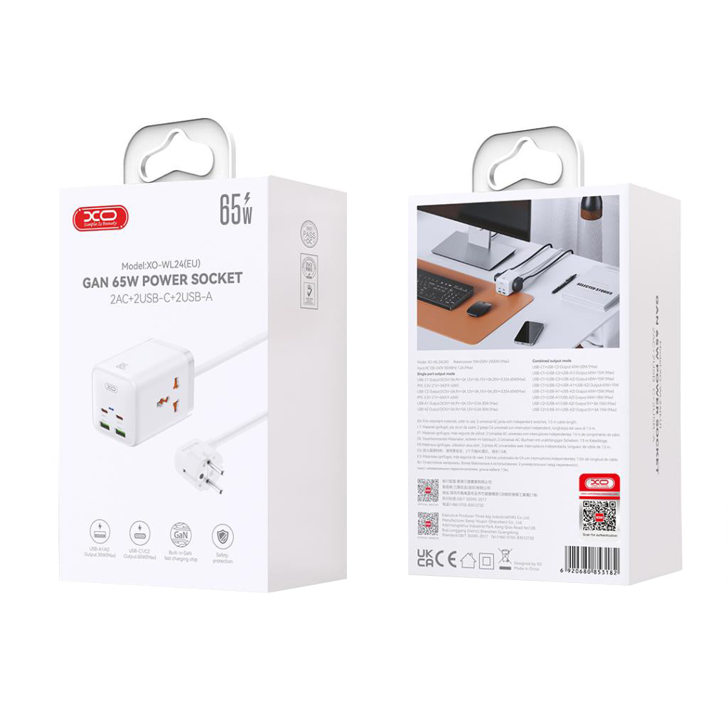 Prelungitor XO Design WL24, 2 x Utikač, Beli