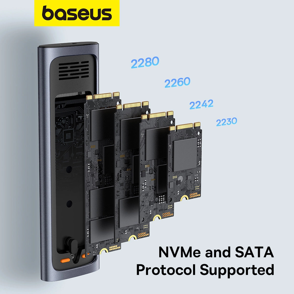 Rack Baseus FlyJoy Series za SSD SATA M.2 NVMe, Sivi B00760600811-00