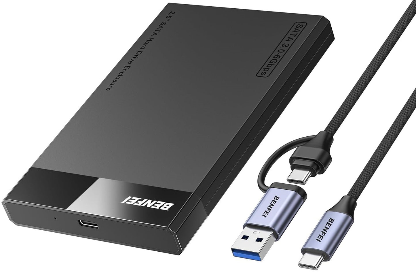 Rack Benfei za HDD / SSD SATA 2.5inch, USB-A / USB-C, Crna