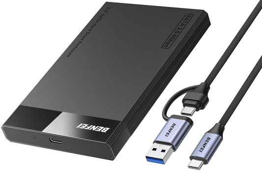 Rack Benfei za HDD / SSD SATA 2.5inch, USB-A / USB-C, Crna