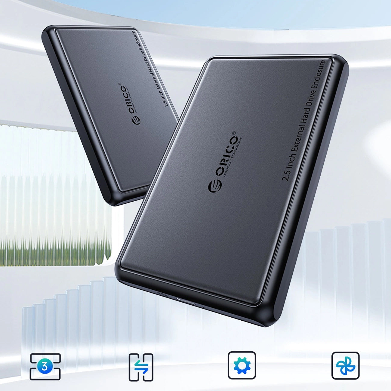 Rack Orico DDL25-C3 za HDD / SSD SATA 2.5inch, USB-C, Crna