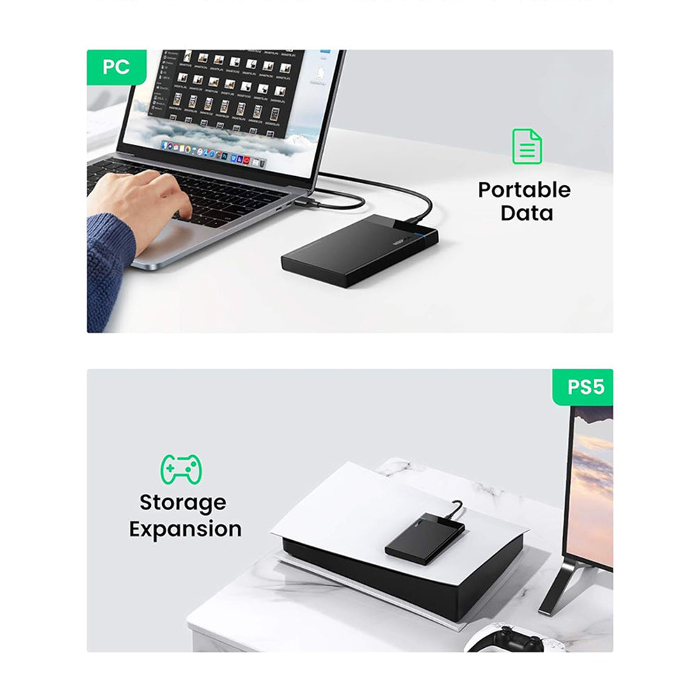 Rack UGREEN US221 (50743) za HDD / SSD SATA 2.5inch, USB-C, Crni