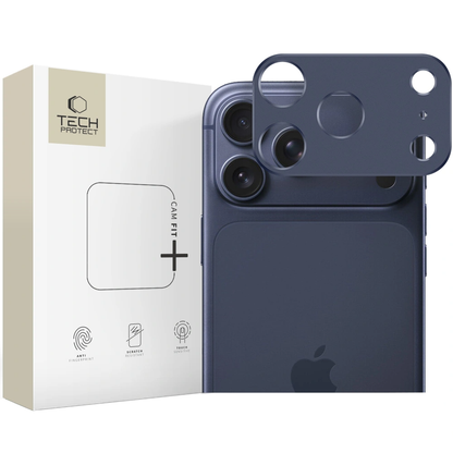 Okvir za zaštitu zadnje kamere Tech-Protect Camalloy Fit+ za Apple iPhone 17 Pro, Aluminijum, Tamnoplava