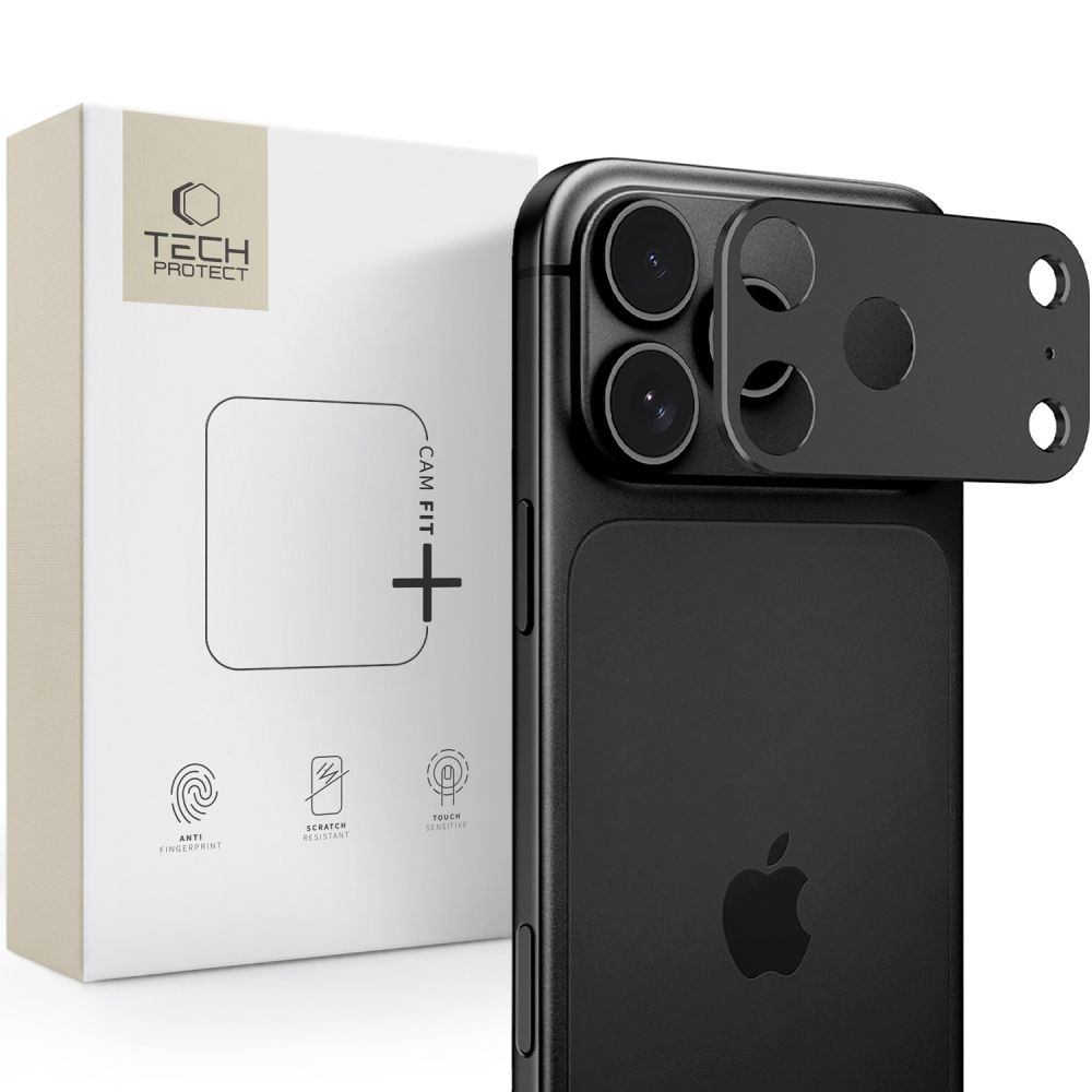 Okvir zaštite zadnje kamere Tech-Protect Camalloy Fit+ za Apple iPhone 18 Pro, aluminijum, crna