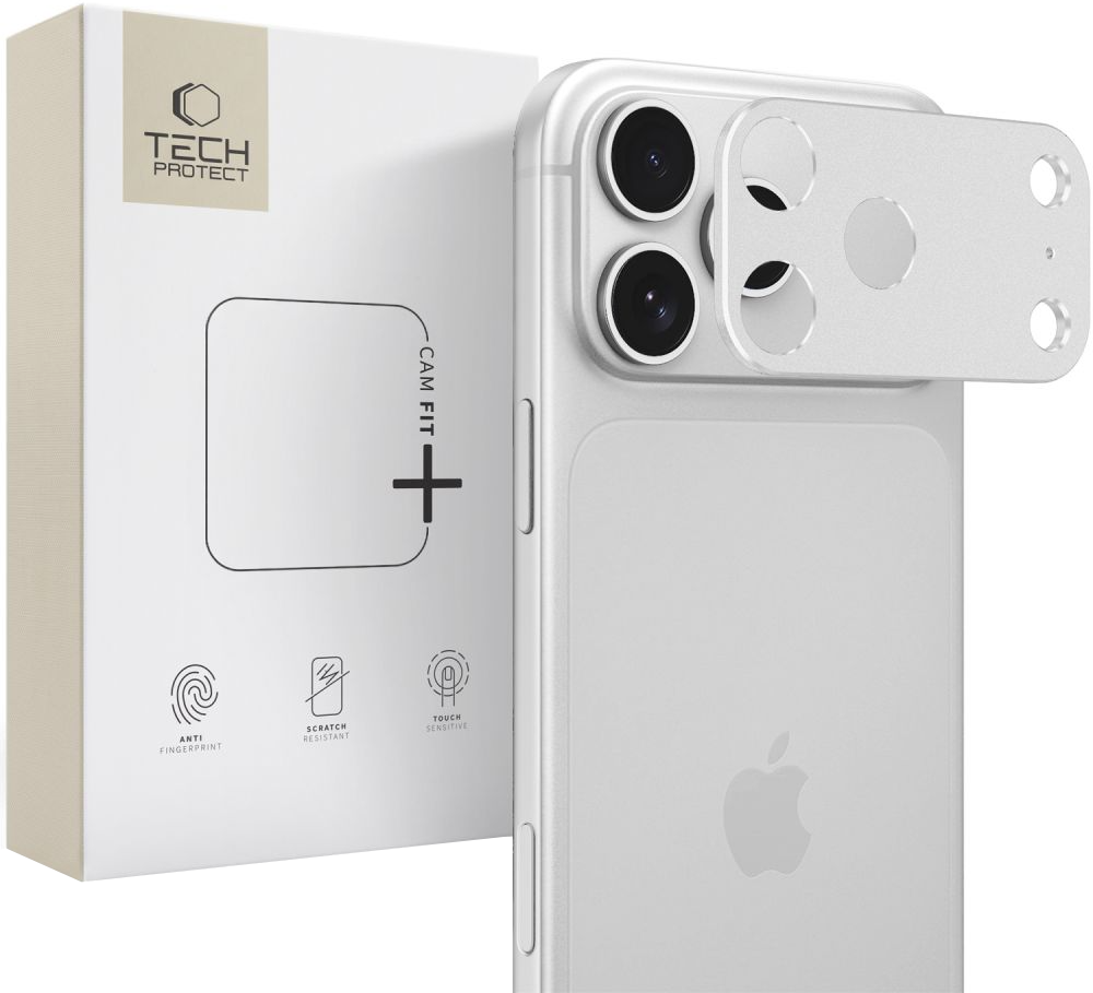 Zaštitni okvir za zadnju kameru Tech-Protect Camalloy Fit+ za Apple iPhone 18 Pro Max, aluminijum, srebrna