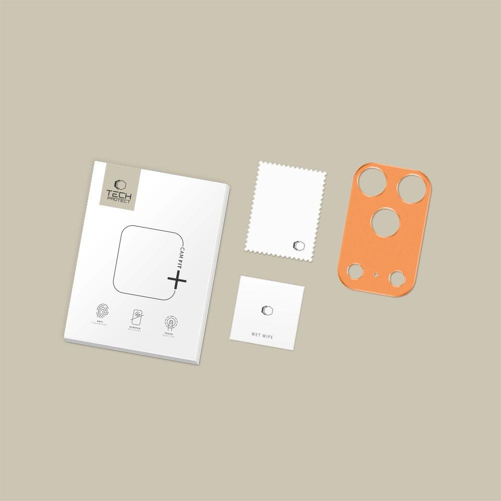 Okvir za zaštitu zadnje kamere Tech-Protect Camalloy Fit+ za Apple iPhone 17 Pro Max, Aluminijum, Narandžasta